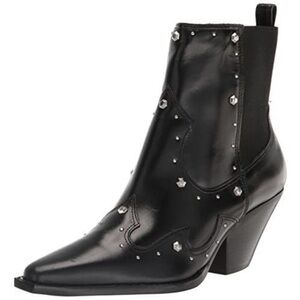 Vince Camuto Norley studded embellishments black leather western Ankle Boots 7 M